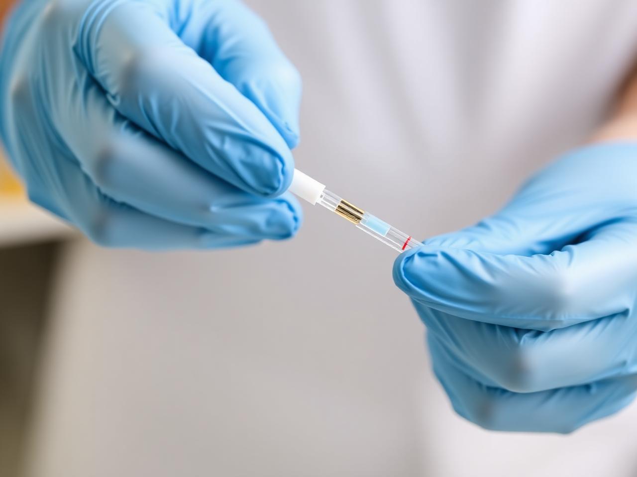 Collector preparing an oral fluid drug test swab onsite